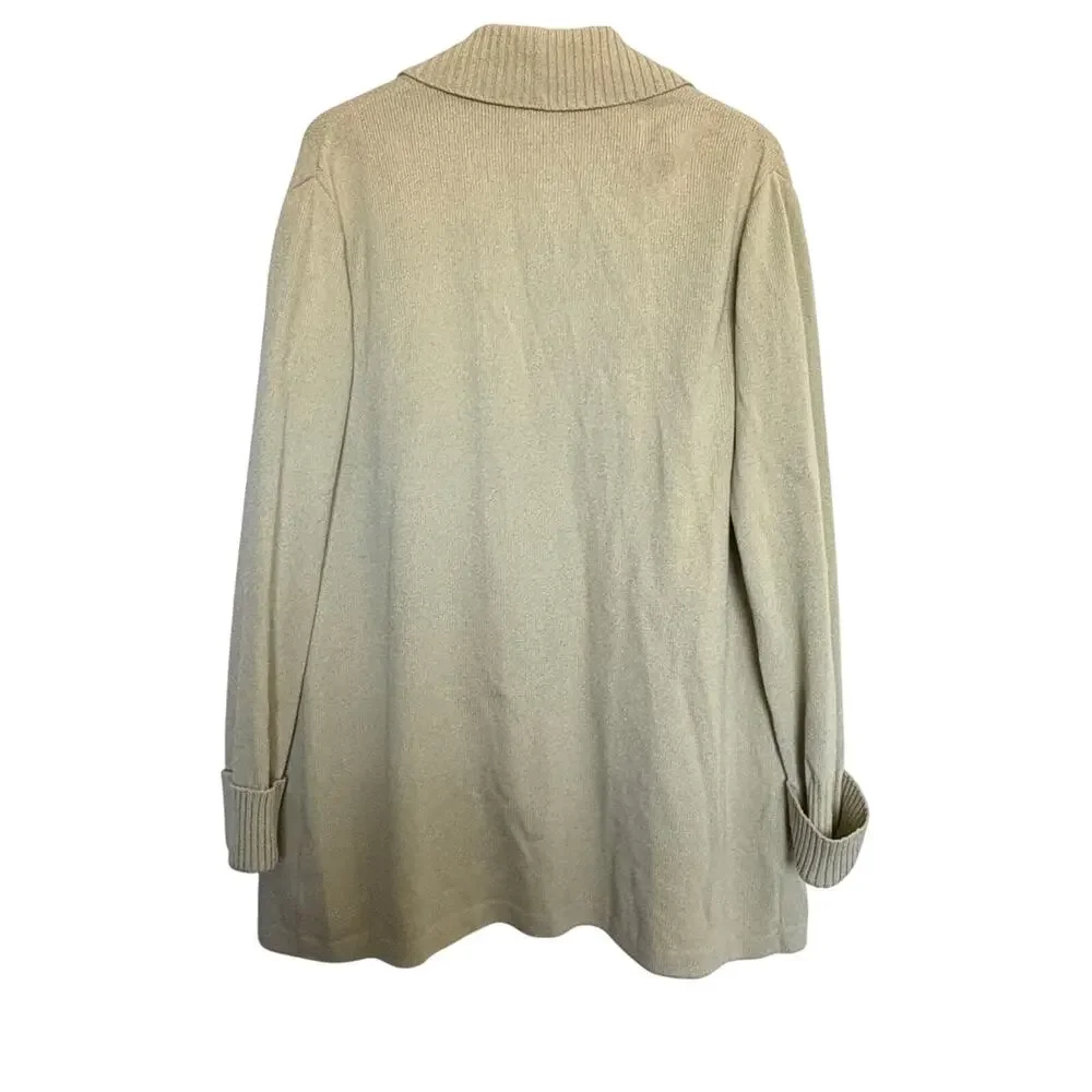 Vintage St John Sport Wool Blend Cardigan Jacket Lg Cream Shawl Collar Oldmoney - Picture 2 of 12